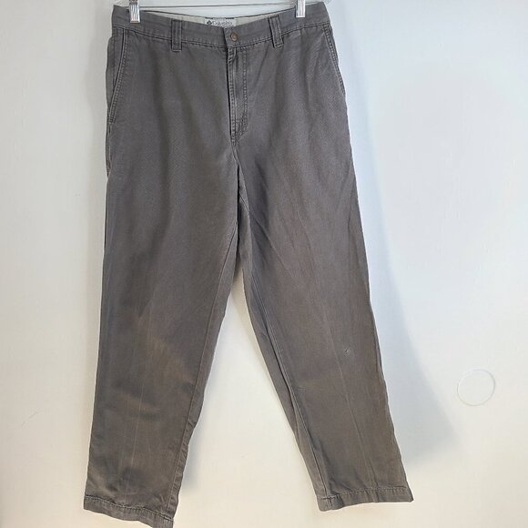 Columbia Rugged Outdoors Sportswear Canvas Pants Gray Mens 33 X 30